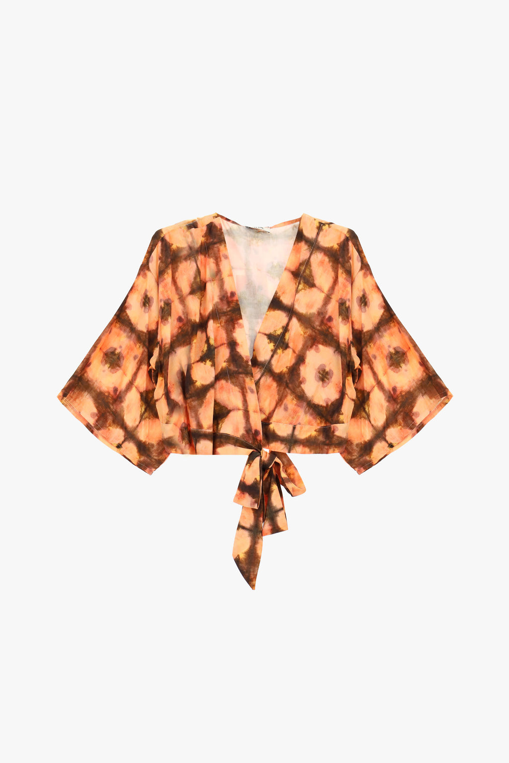 Blusa corta fantasia nodo frontale