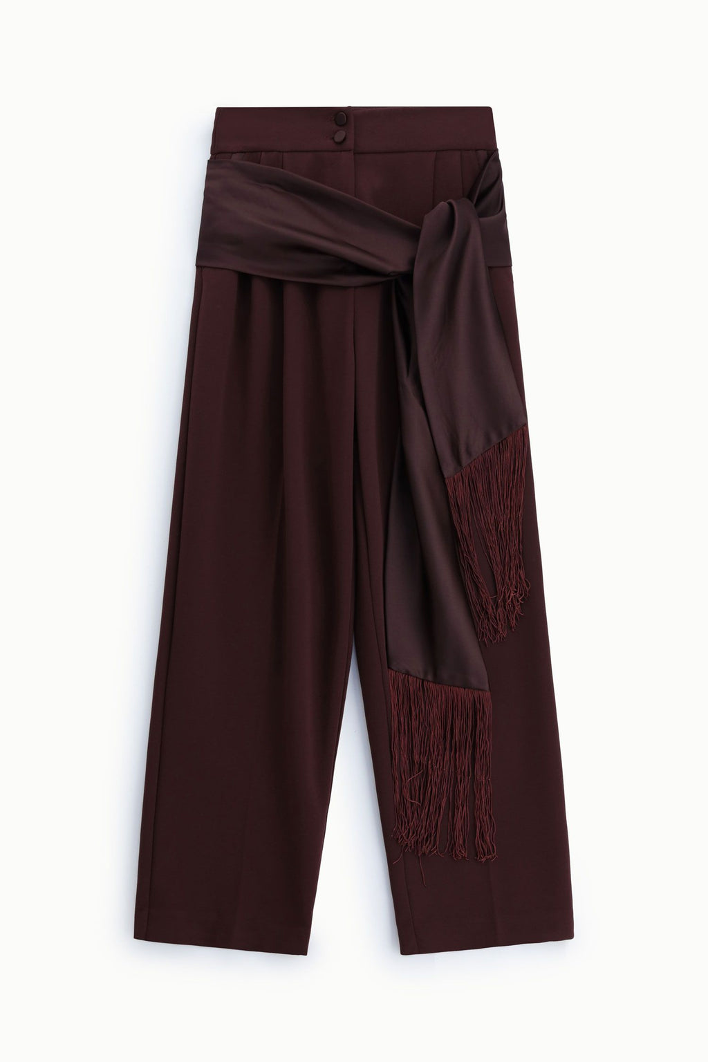 Pantaloni palazzo a vita alta con frange