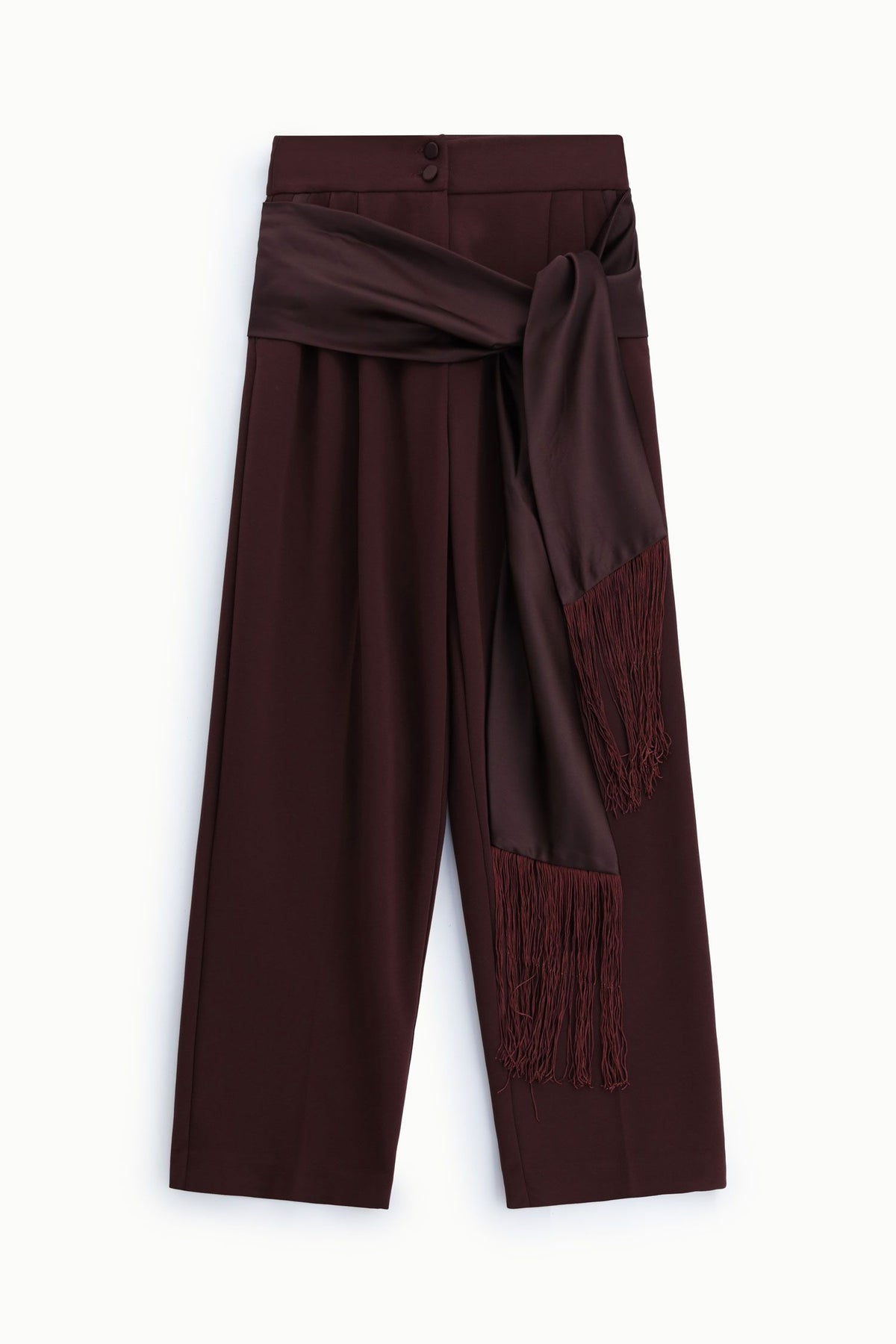 Pantaloni palazzo a vita alta con frange