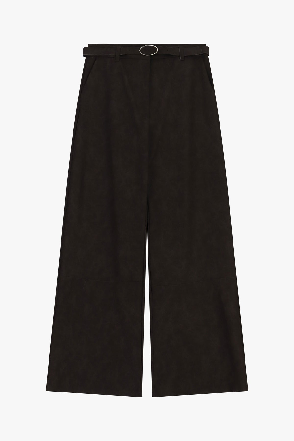 Pantaloni palazzo vita alta con cintura ad anello