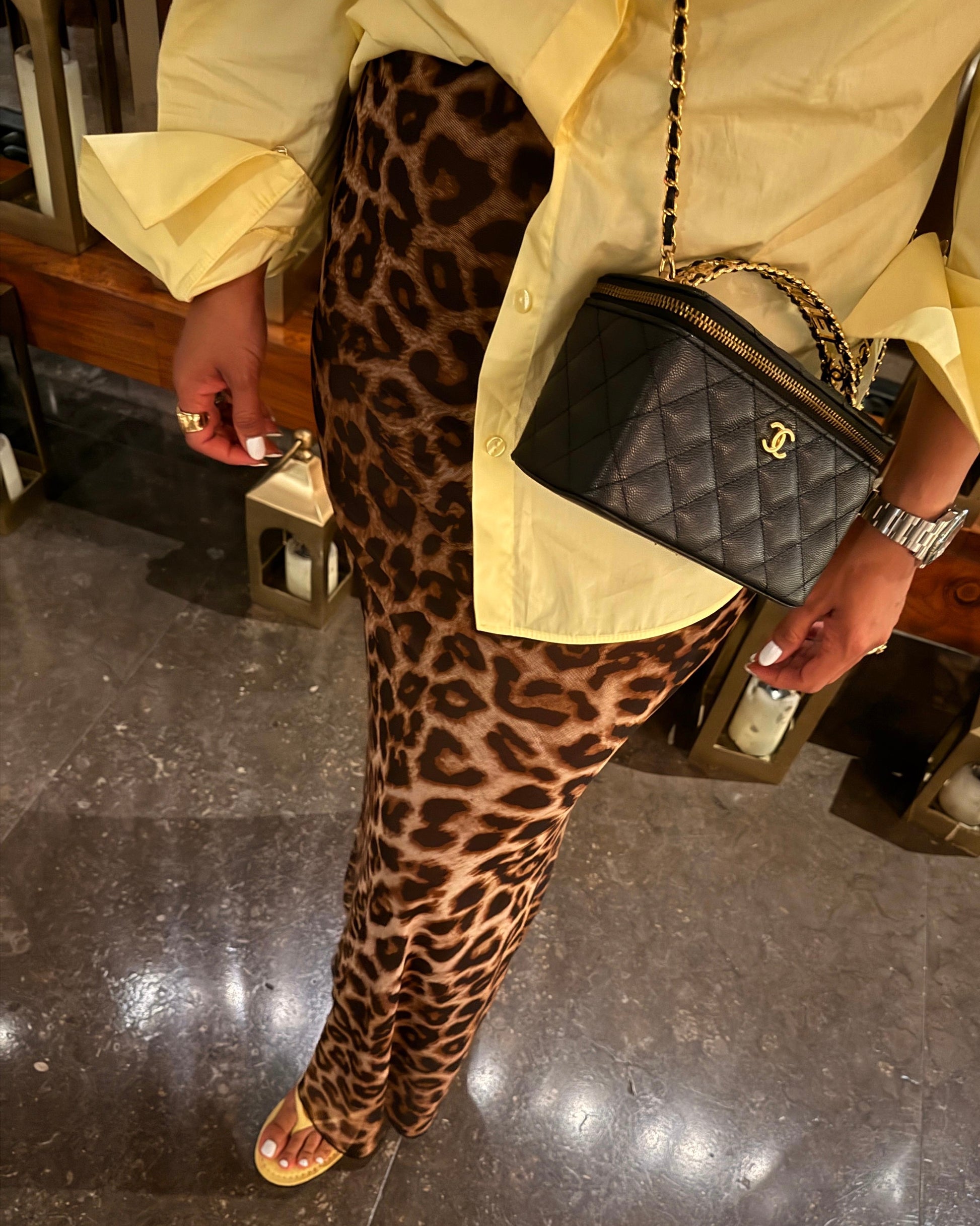 Gonna lunga stampa animalier vita alta