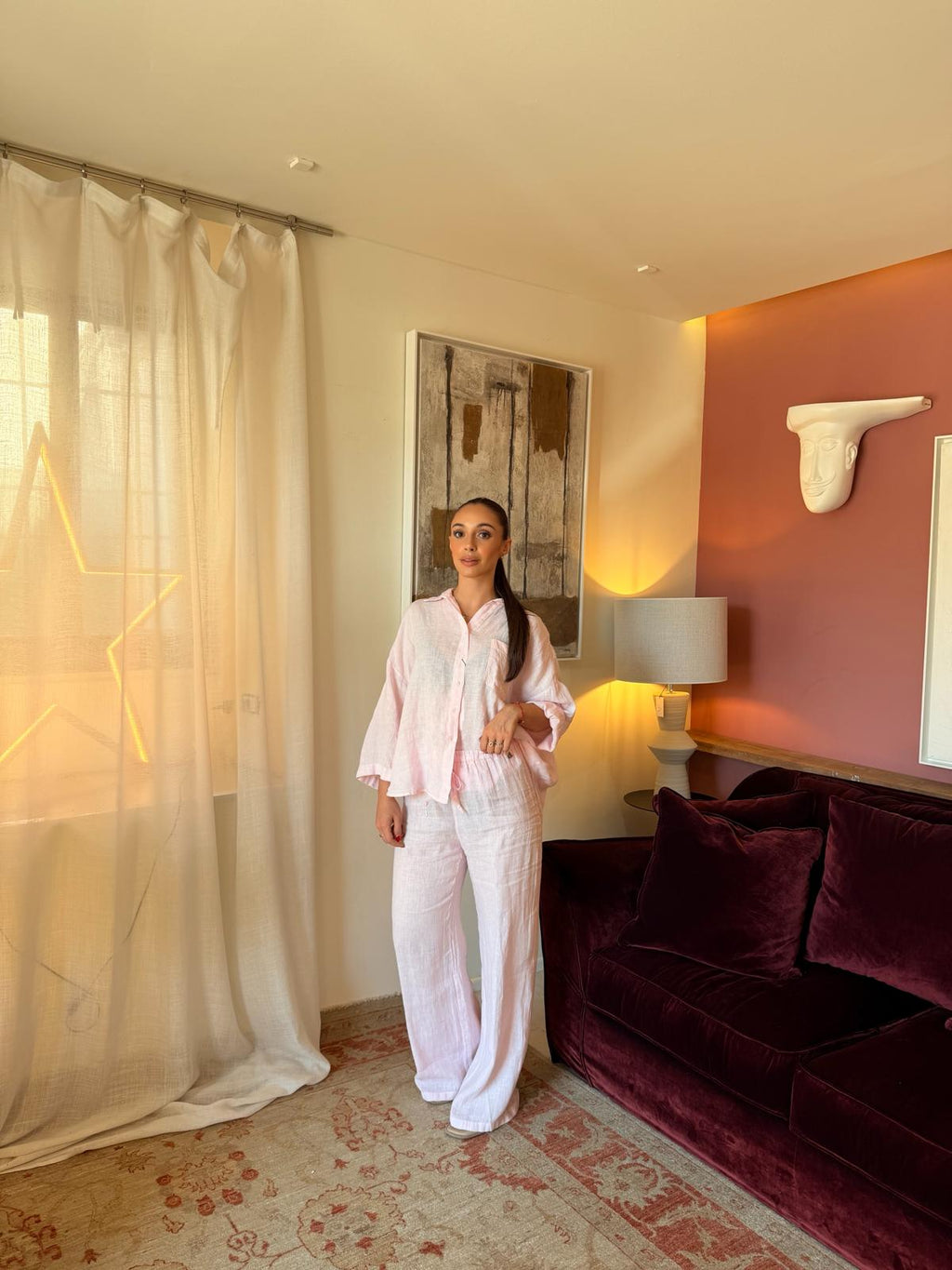 Trousers ampi con vita alta e coulisse