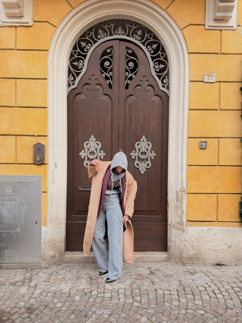 Jeans ampi stampati a vita alta