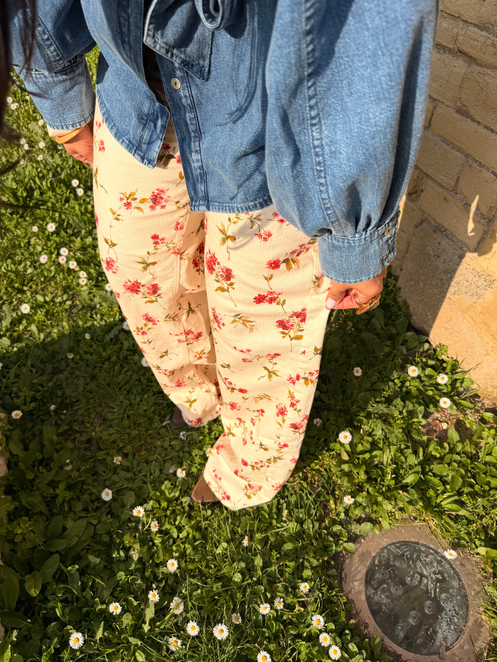 Pantaloni palazzo stampa floreale vita alta