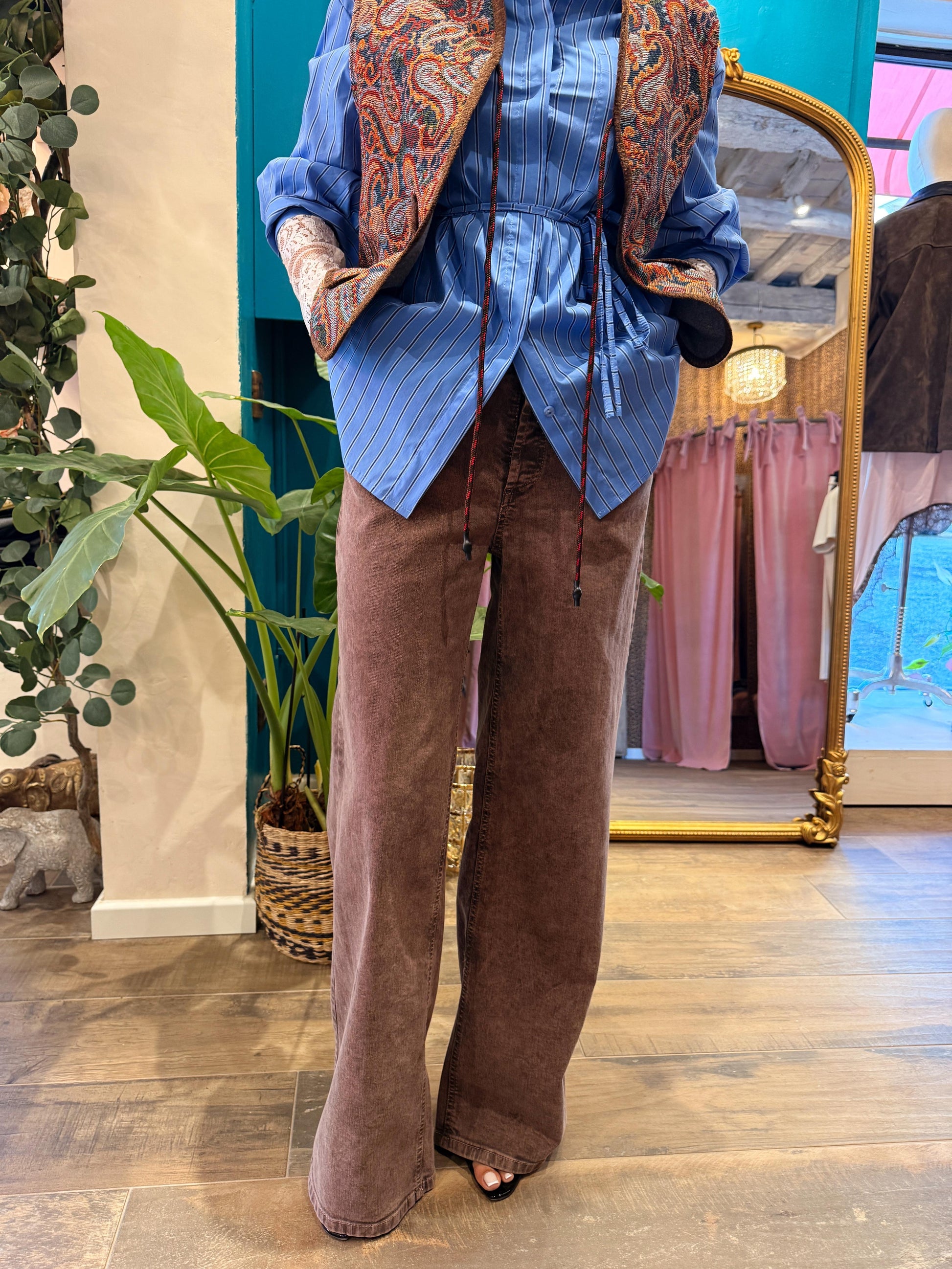 Jeans wide leg effetto marble