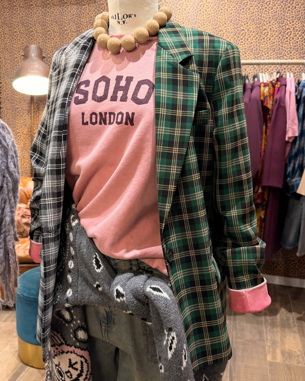 Blazer regular fit fantasia check bicolor