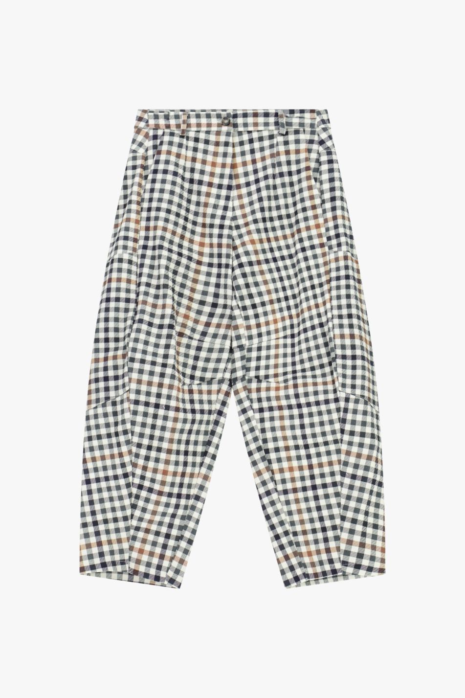 Pantaloni palazzo a vita alta con motivo a quadri