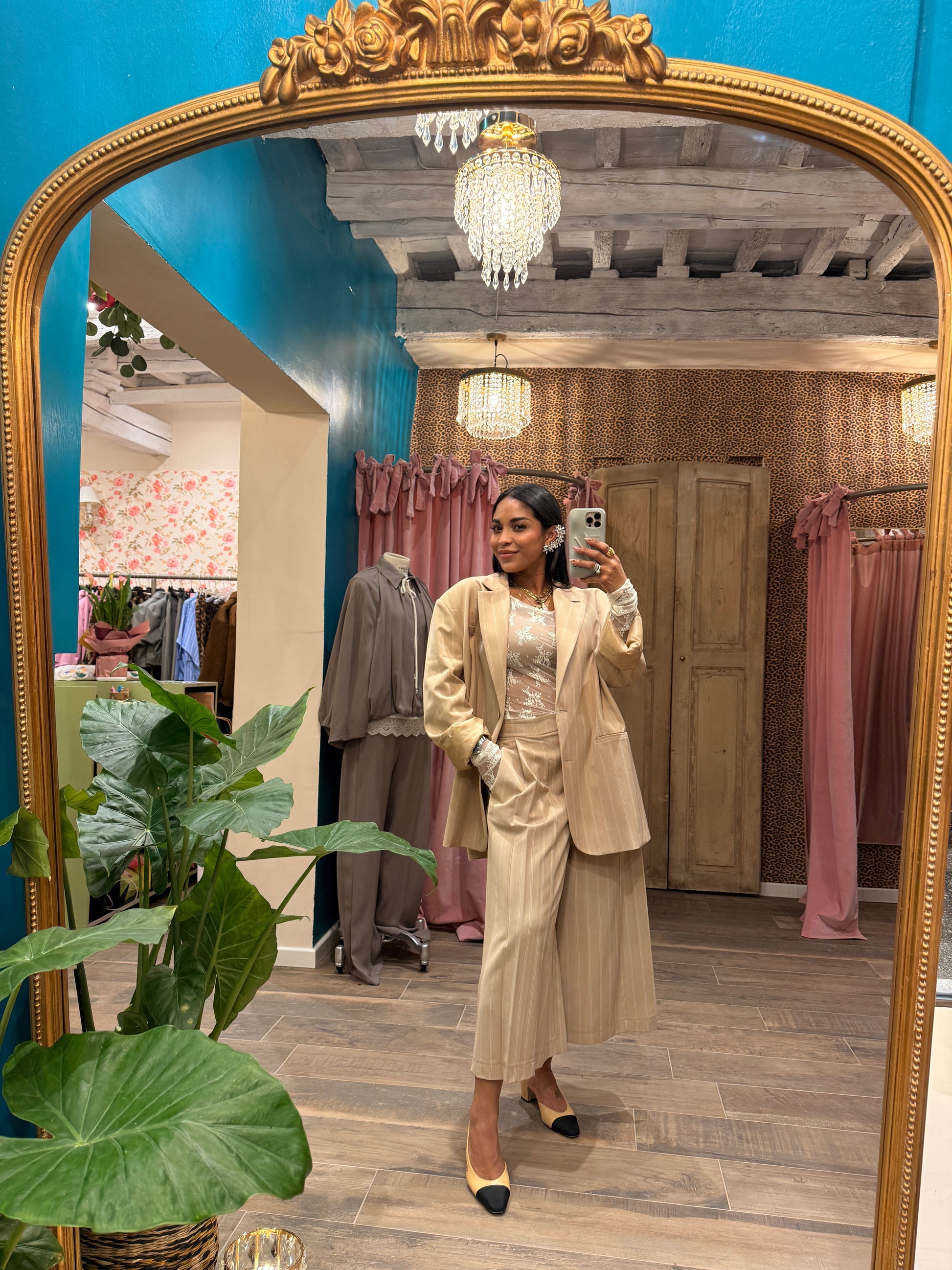 Blazer a righe con chiusura monopetto