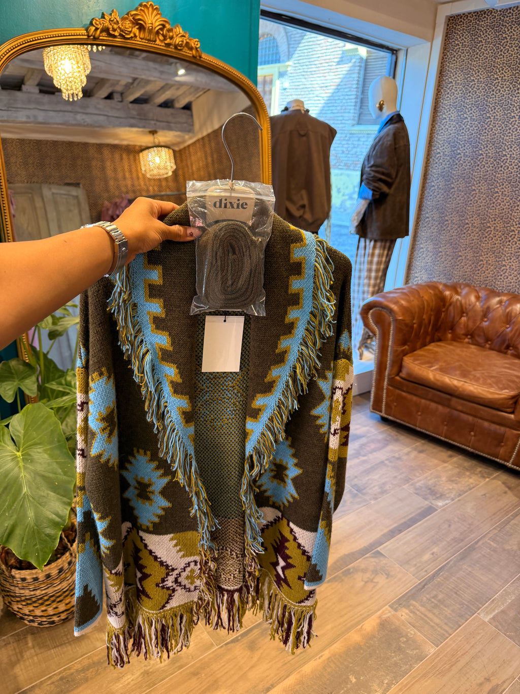 Cardigan stampato con cintura