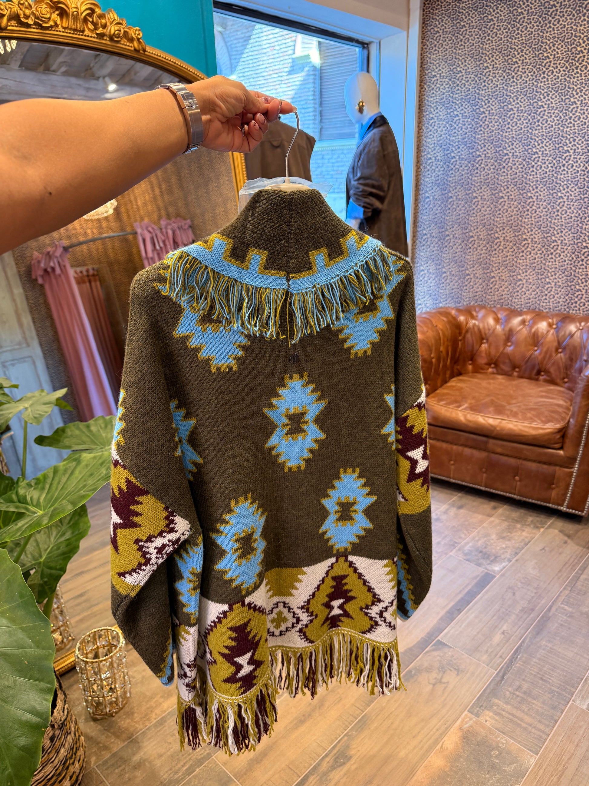Cardigan stampato con cintura
