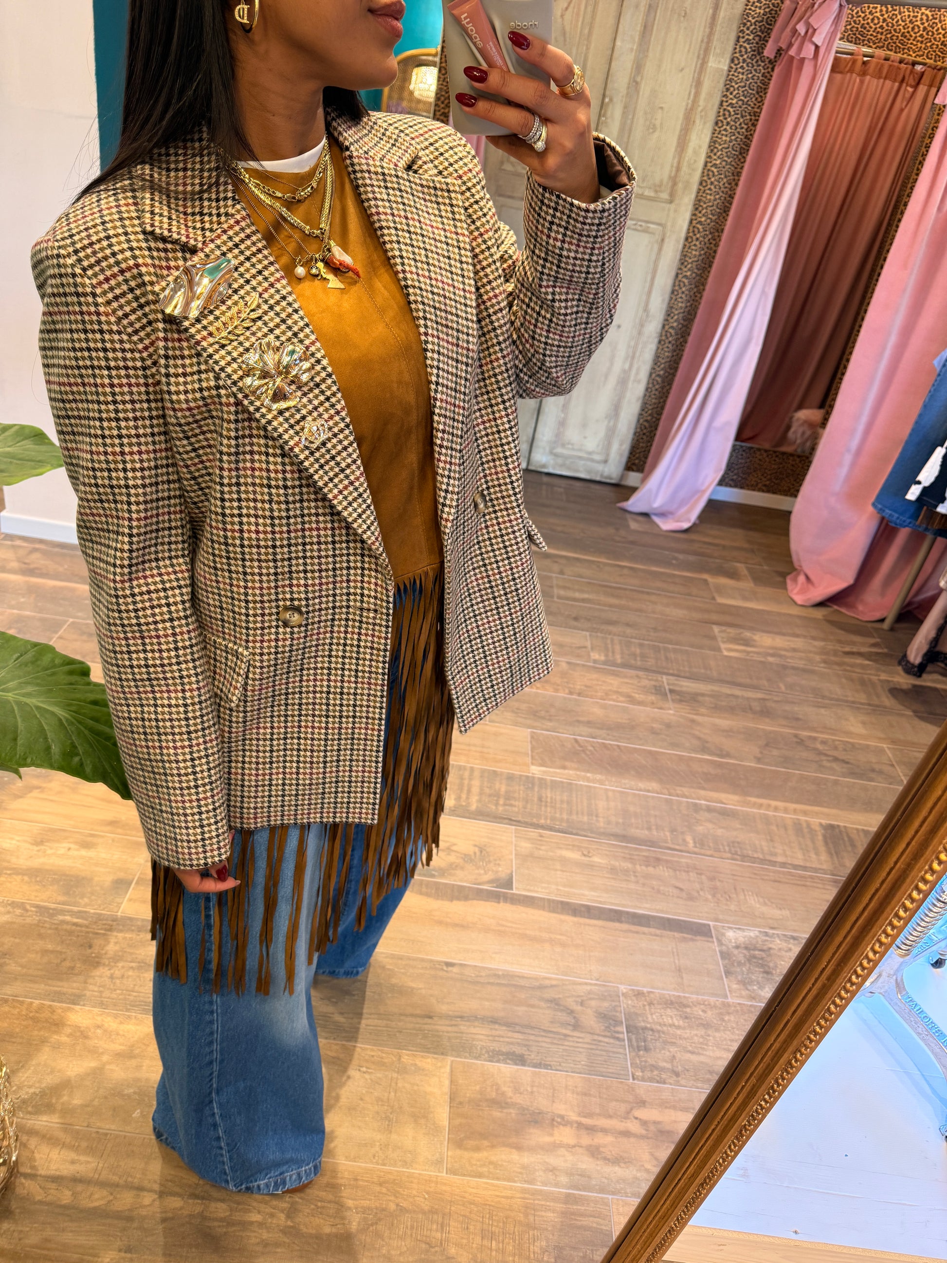 Blazer con applicazioni gioiello