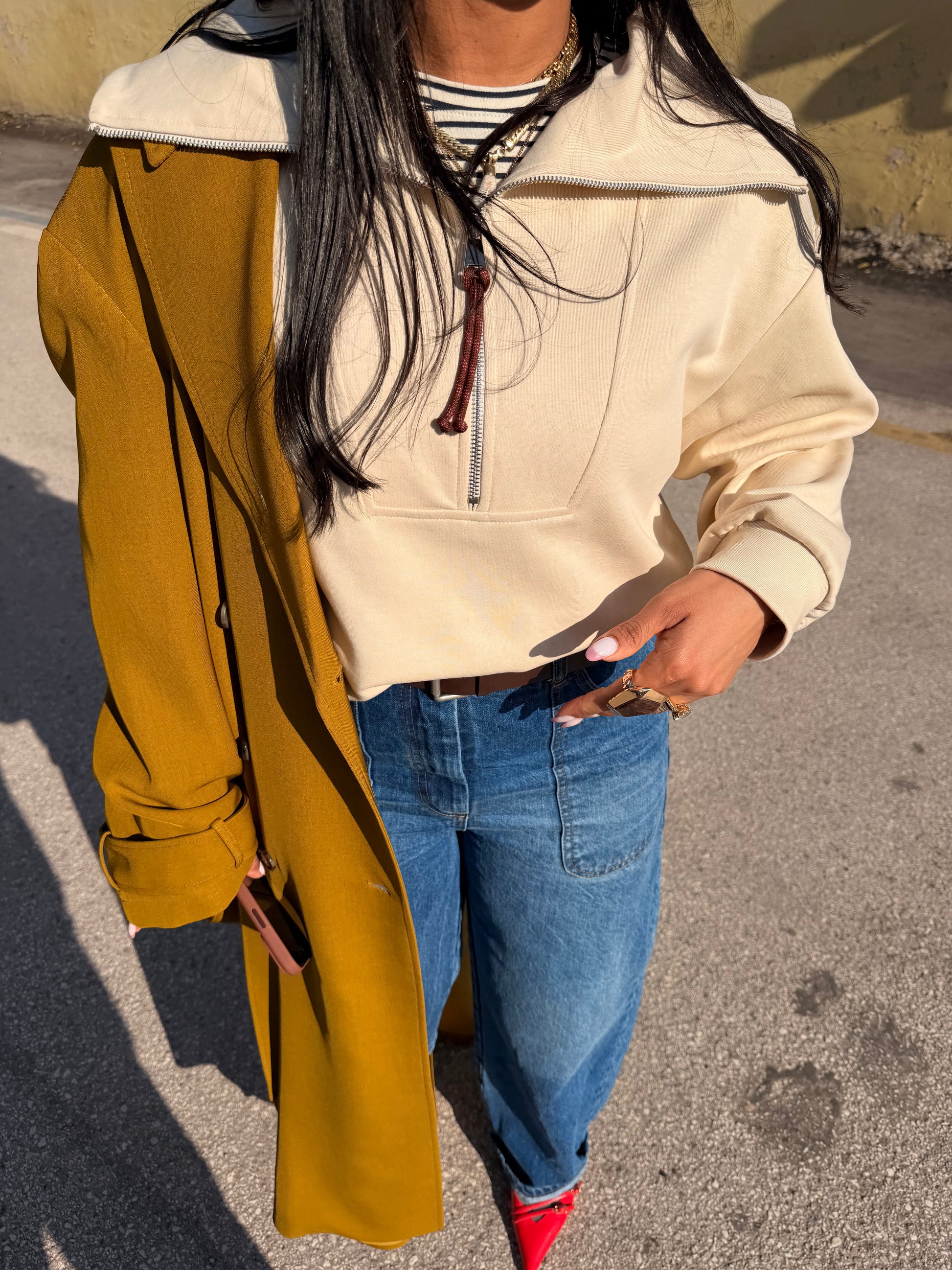 Trench coat lungo doppio petto cintura