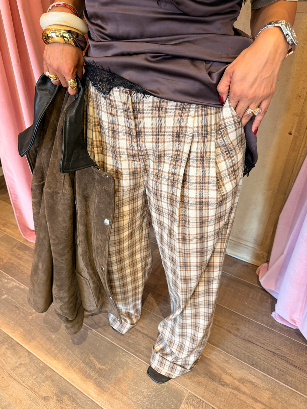 Pantaloni fantasia check scozzese