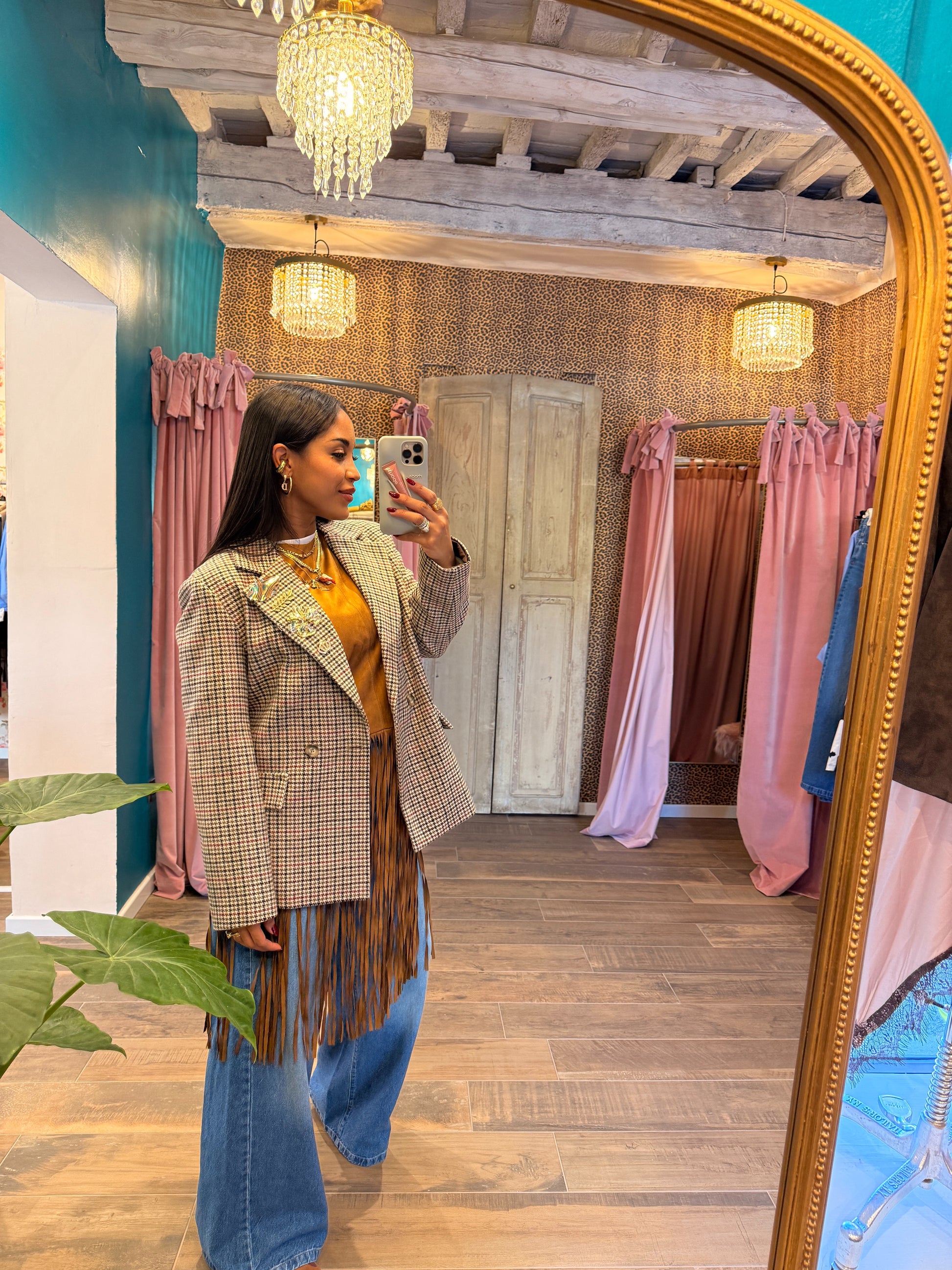 Blazer con applicazioni gioiello