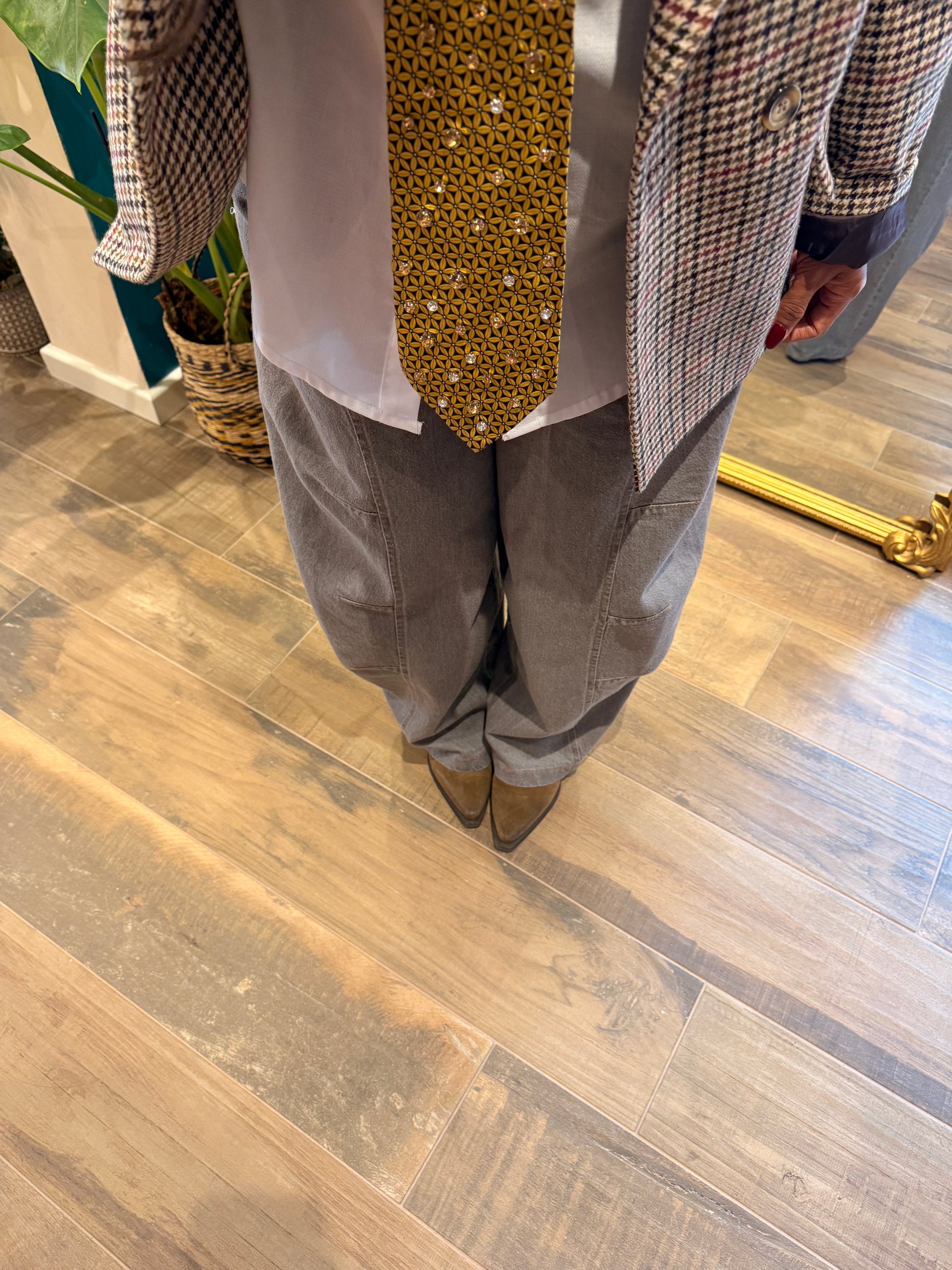 Pantaloni palazzo ampi con vita alta e coulisse