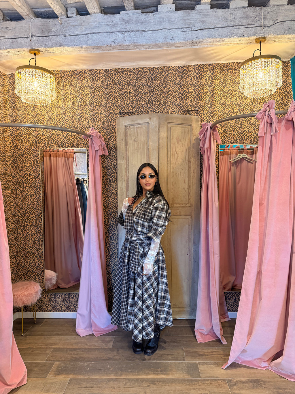 Gonna midi asimmetrica fantasia a quadri