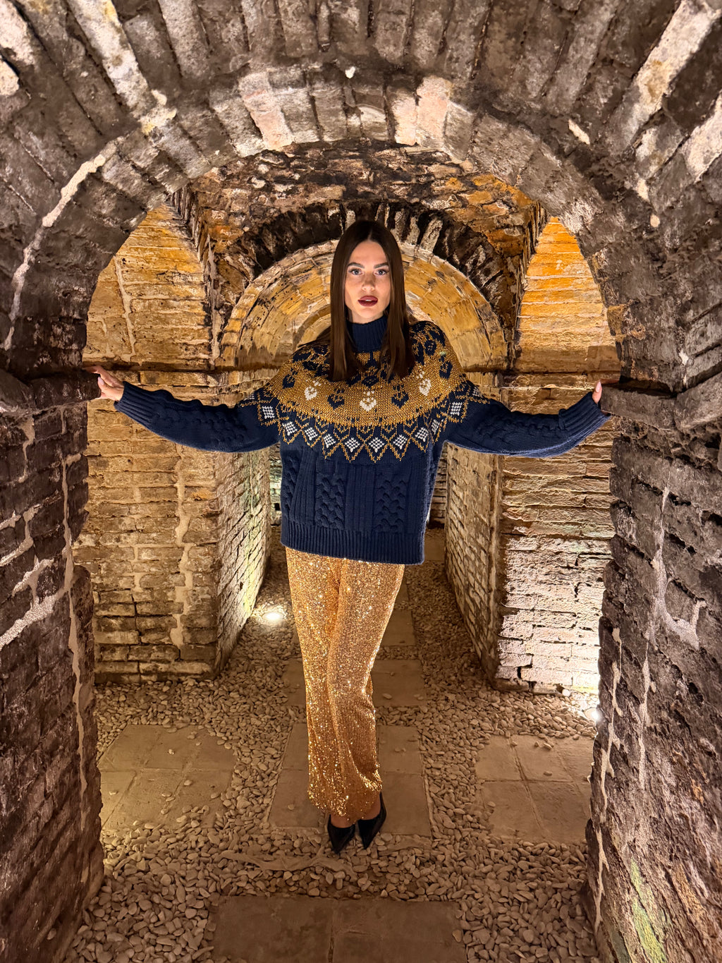 Maglione jacquard girocollo