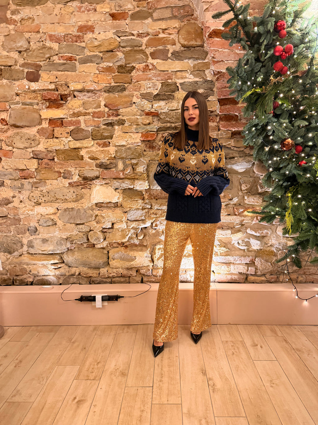 Maglione jacquard girocollo