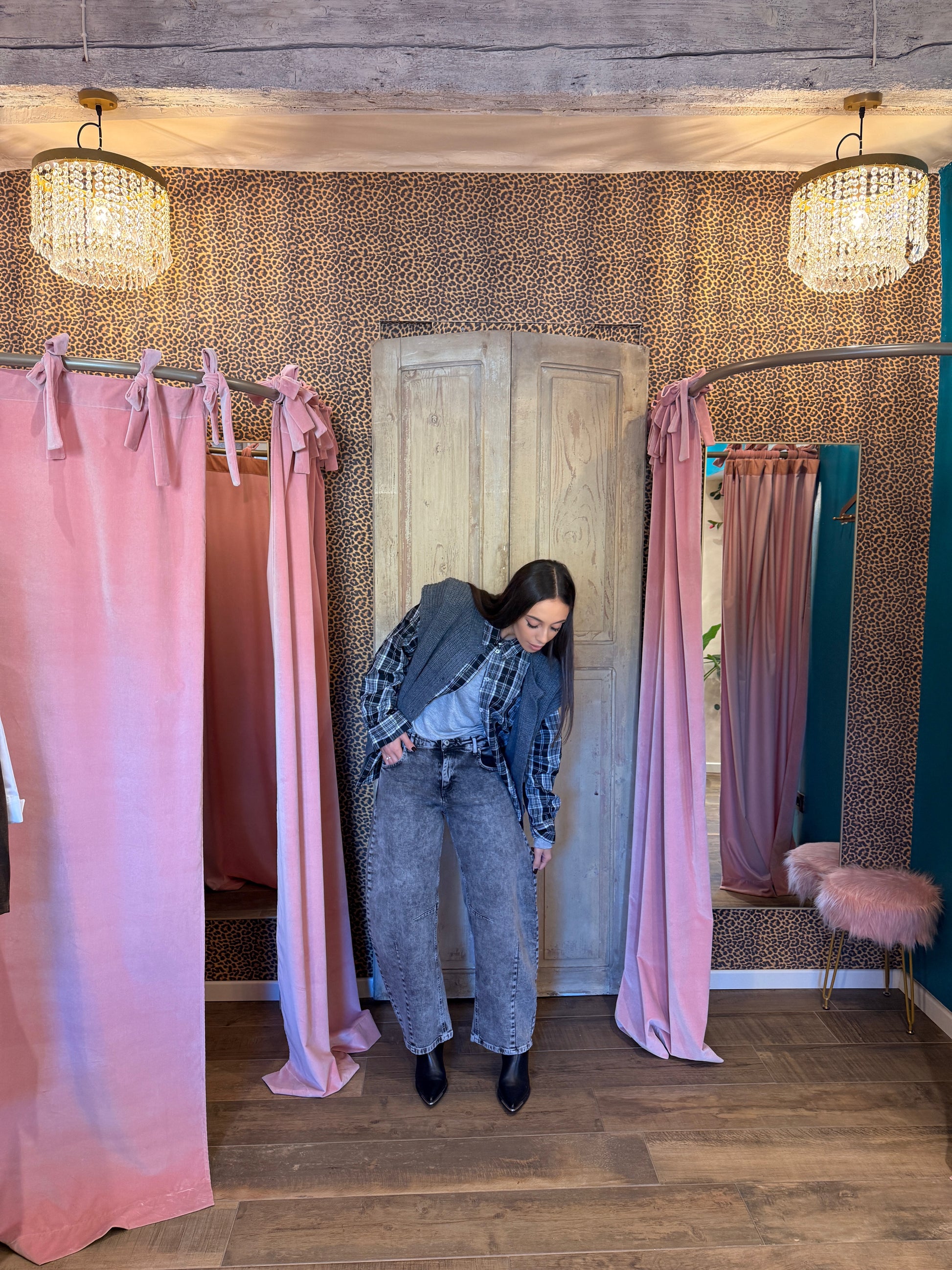 Jeans barrell fit vita alta