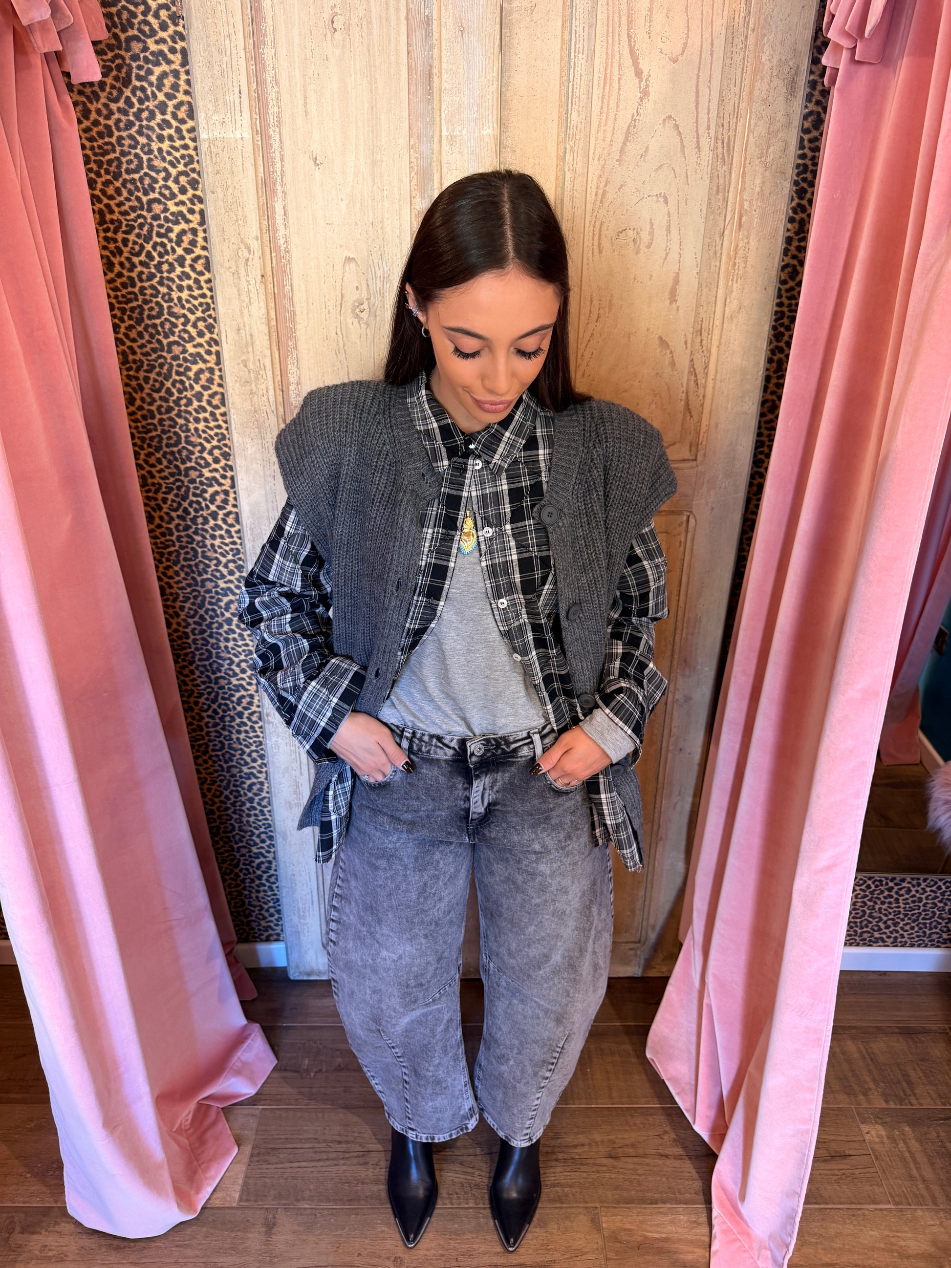 Jeans barrell fit vita alta