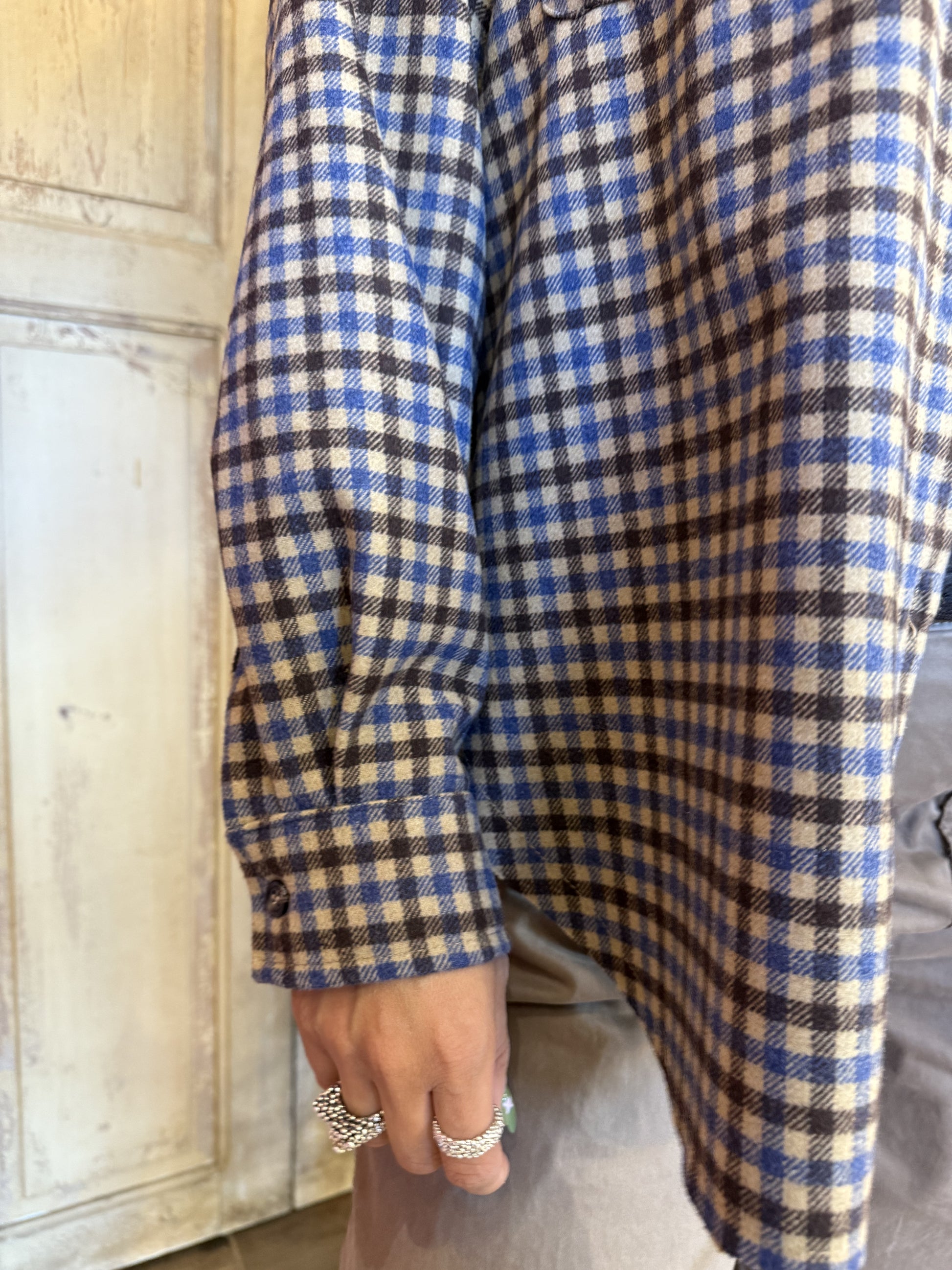 Camicia fantasia check con tasche