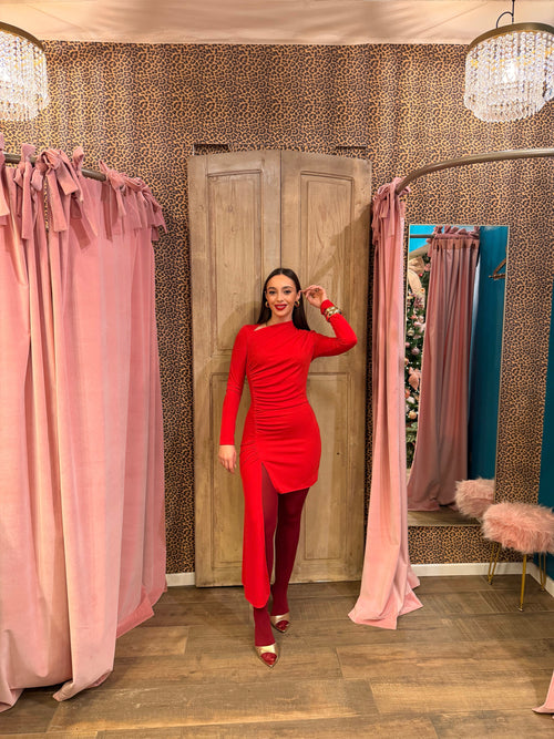 Abito corto con drappeggio