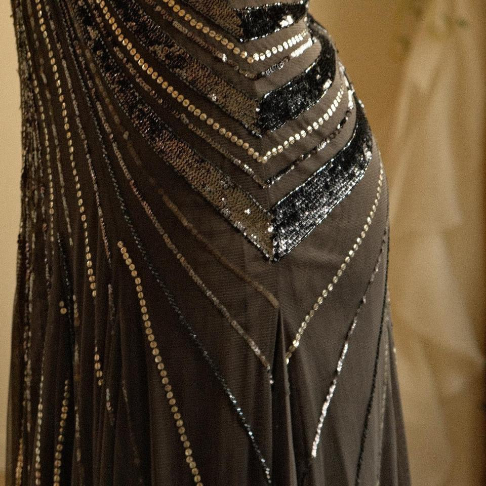 Abito corto tulle ricamato e gonna ballon