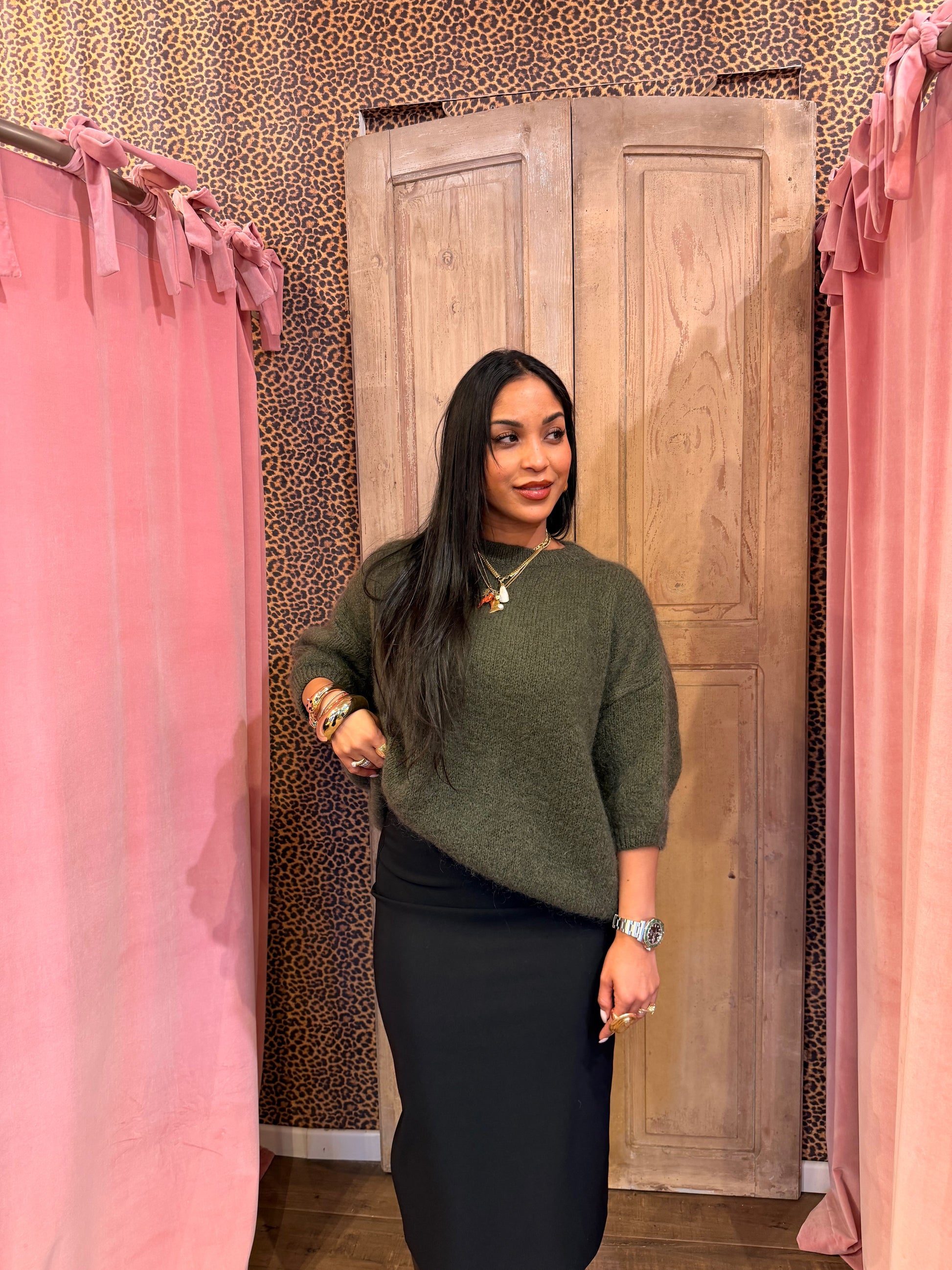 Maglione oversize girocollo maniche tre quarti