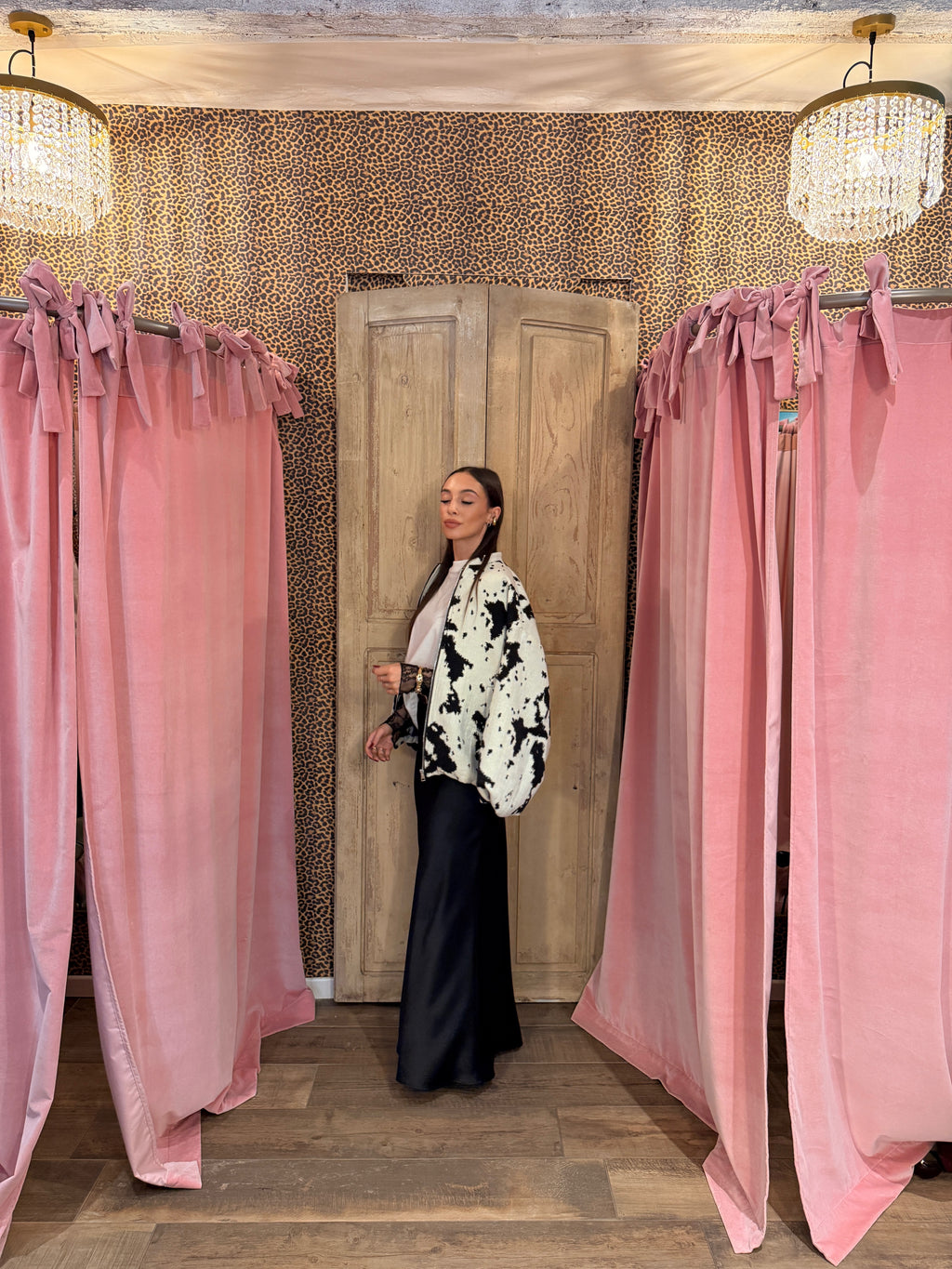 Bomber oversize con stampa cow