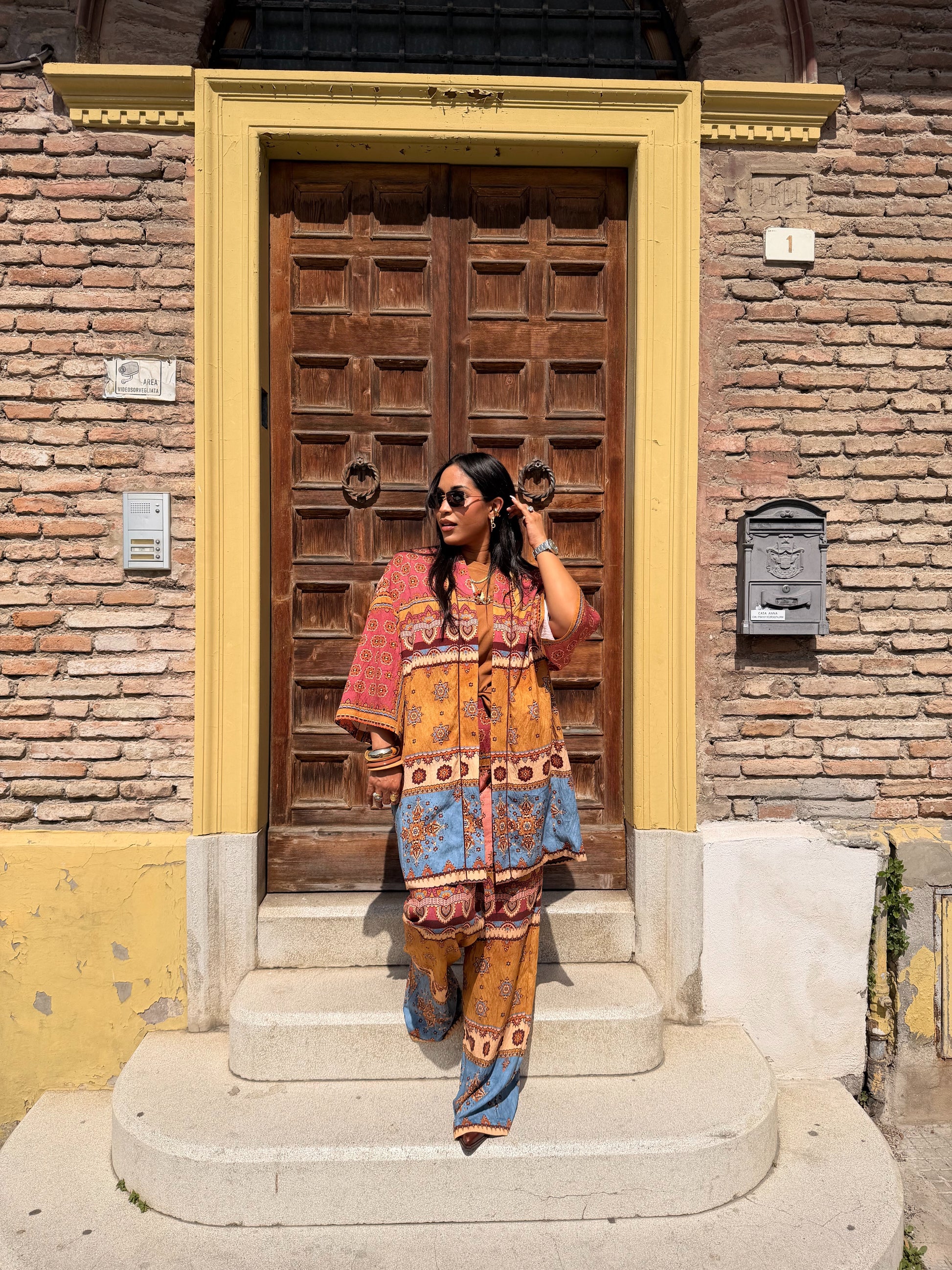 Kimono fantasia patchwork maniche ampie