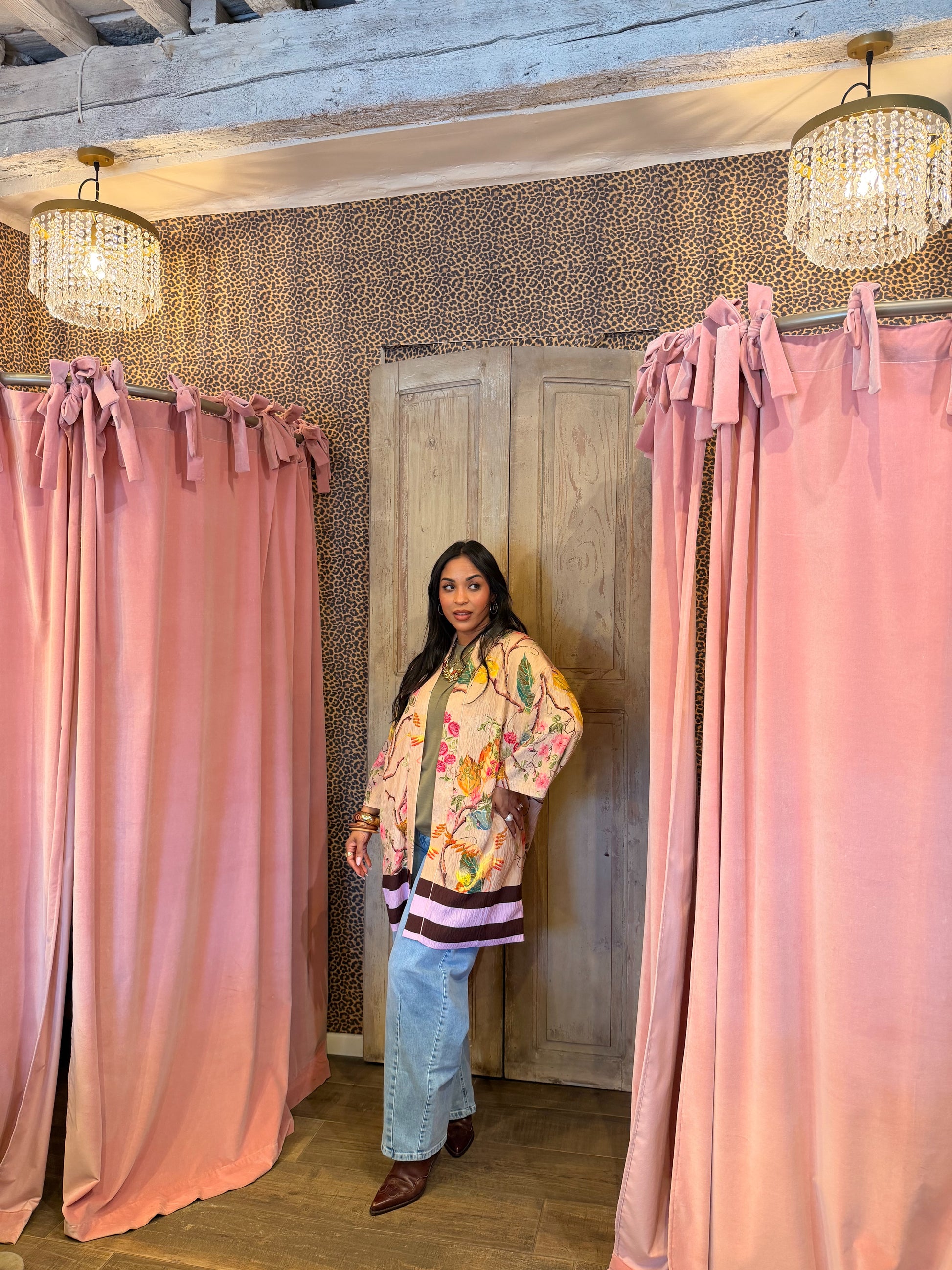 Kimono duster fantasia floreale manica ampia