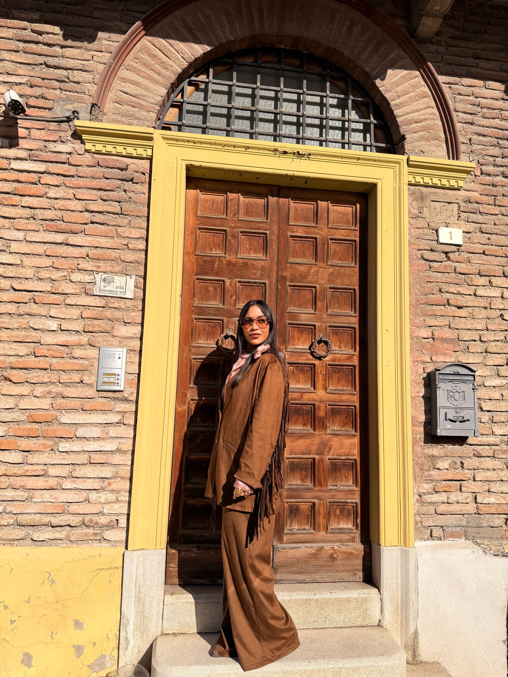 Pantaloni effetto scamosciato